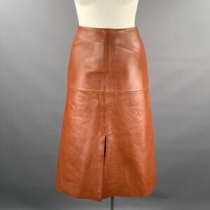 JOSEPH Size L Tan Leather Lambskin Skirt